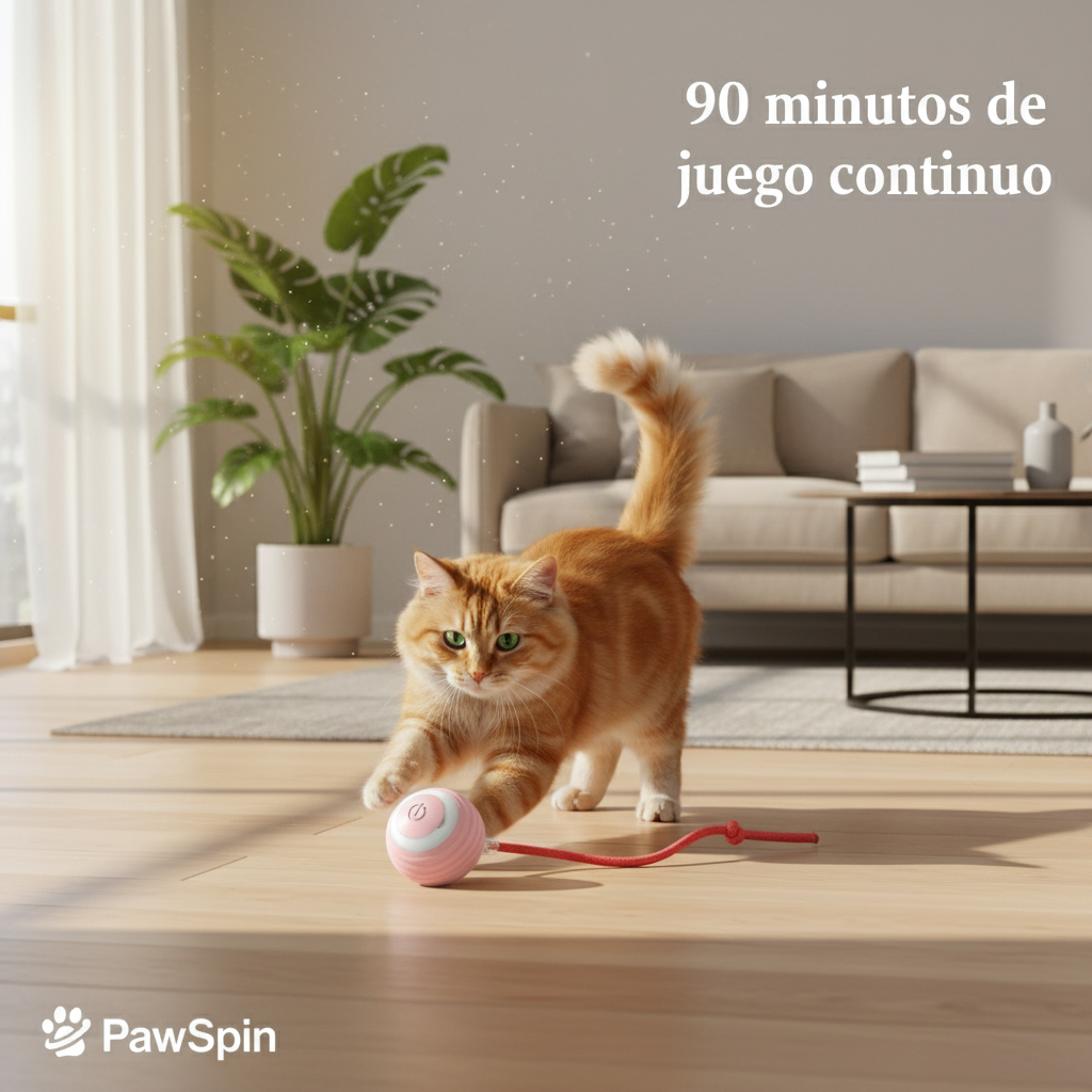 Juguete Interactivo Automático para Gatos y Perros -PawSpin-  Pelota Recargable USB