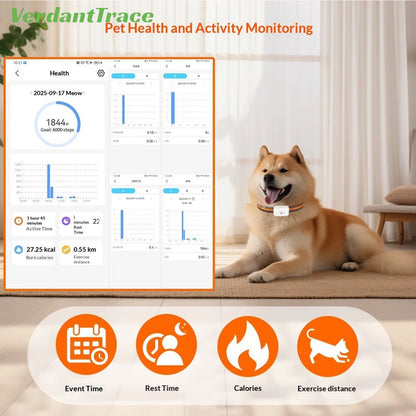 Verdanttrace 4G GPS Pet Tracker Waterproof Dog Cat Anti-Lost Locator Collar Find Device Light Sound Search No Subscription VTG2