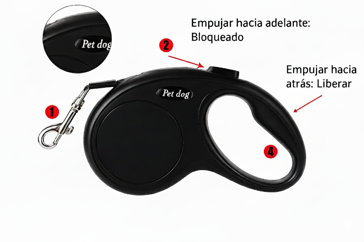 Correa Retráctil para Perros y Gatos - Extensible Automática para Mascotas Pequeñas y Medianas