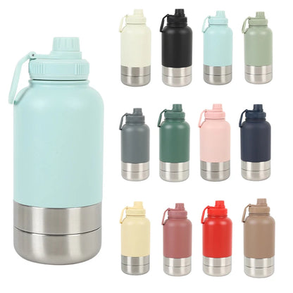 In Stock Free Sample Custom Logo Feeder 3 in 1 Portable Pet Travel 304 Stainless Steel Dog Water Bottle