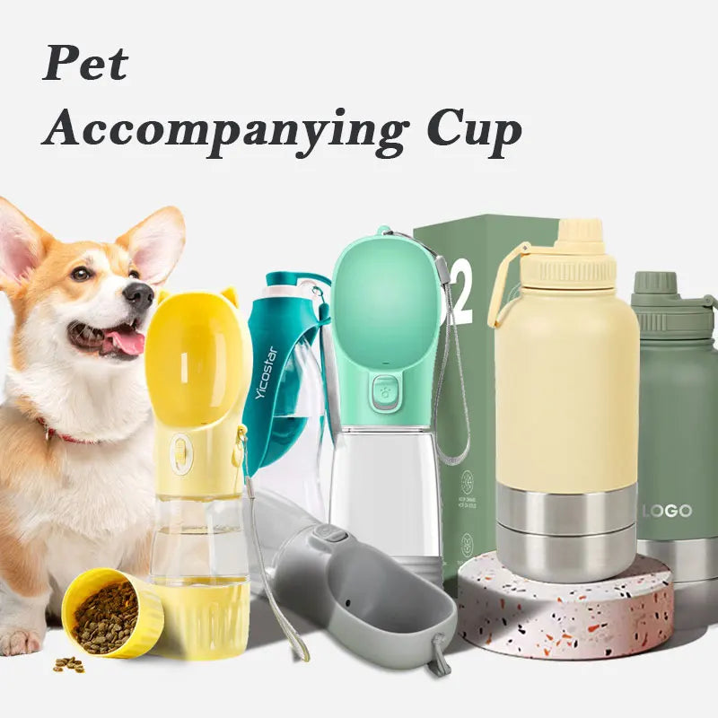 In Stock Free Sample Custom Logo Feeder 3 in 1 Portable Pet Travel 304 Stainless Steel Dog Water Bottle
