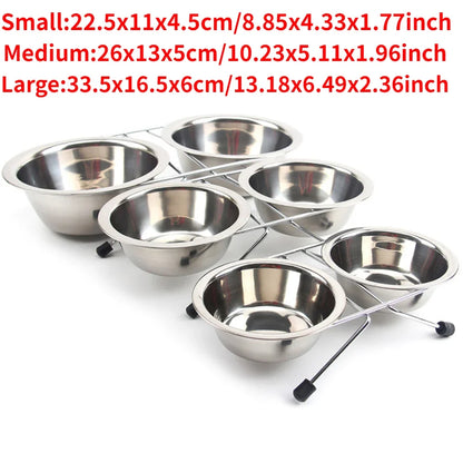 Stainless Steel Double Pet Bowl Set with Durable Iron Stand and Anti-Slip Design for Dogs and Cats