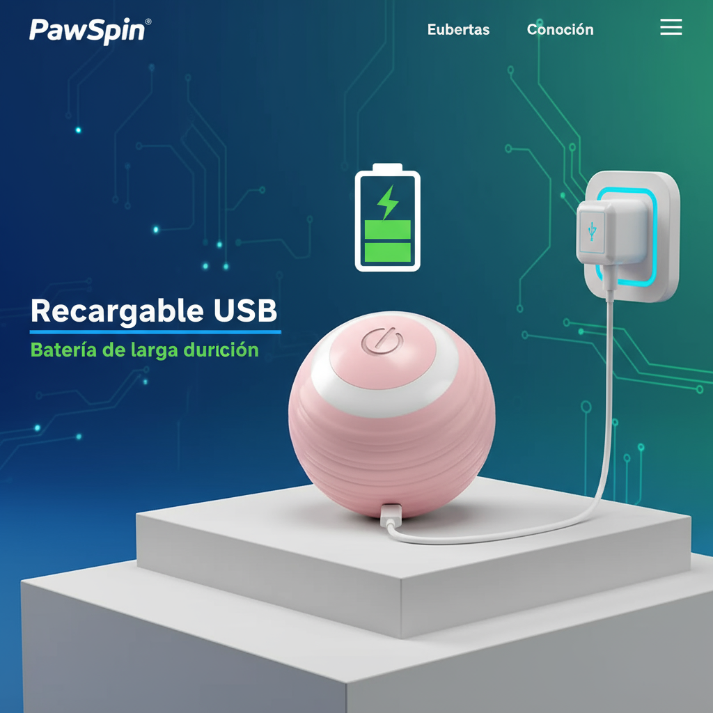Juguete Interactivo Automático para Gatos y Perros -PawSpin-  Pelota Recargable USB