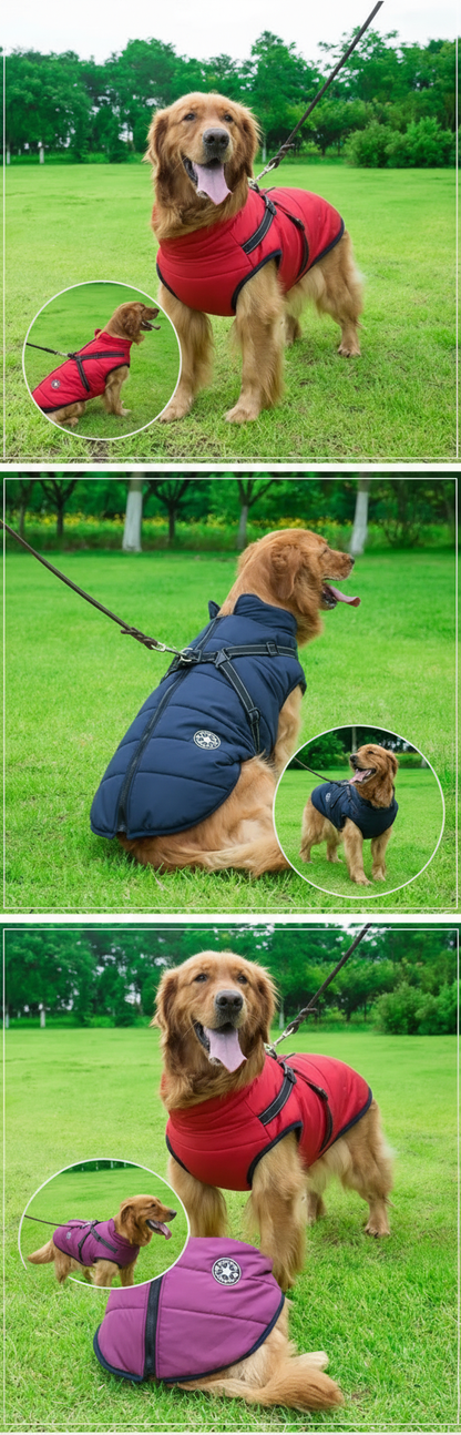 Chaqueta Impermeable con Arnés para Perros – Abrigo de Invierno Cálido, Antiviento y Reflectante para Razas Pequeñas y Grandes